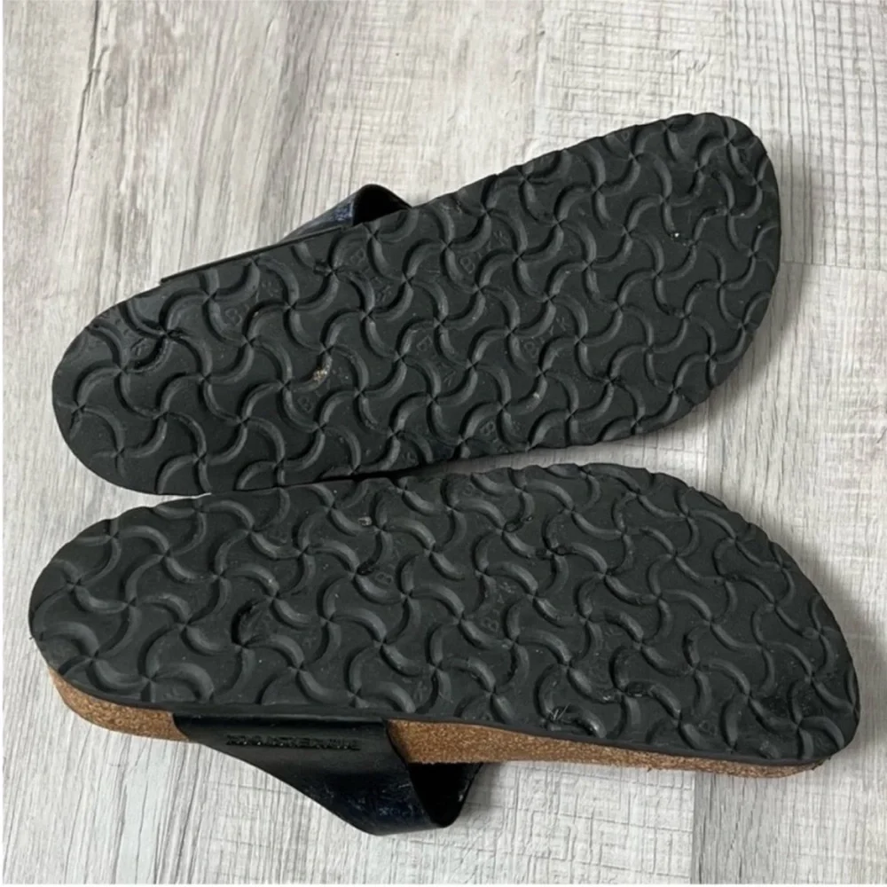 BIRKENSTOCK Gizeh Oiled Leather Original Footbed - Black Size 38